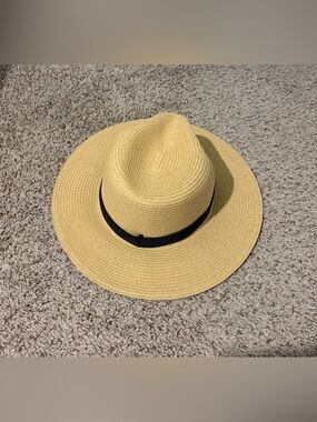 J. Crew Yellow Straw Sun Hat with Black Band